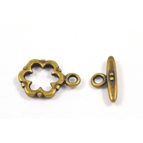 Toggle flower 15mm antique brass*